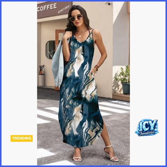 Polyester Spandex Halter Maxi Dress Casual Summer Boho - Picture 4 of 6